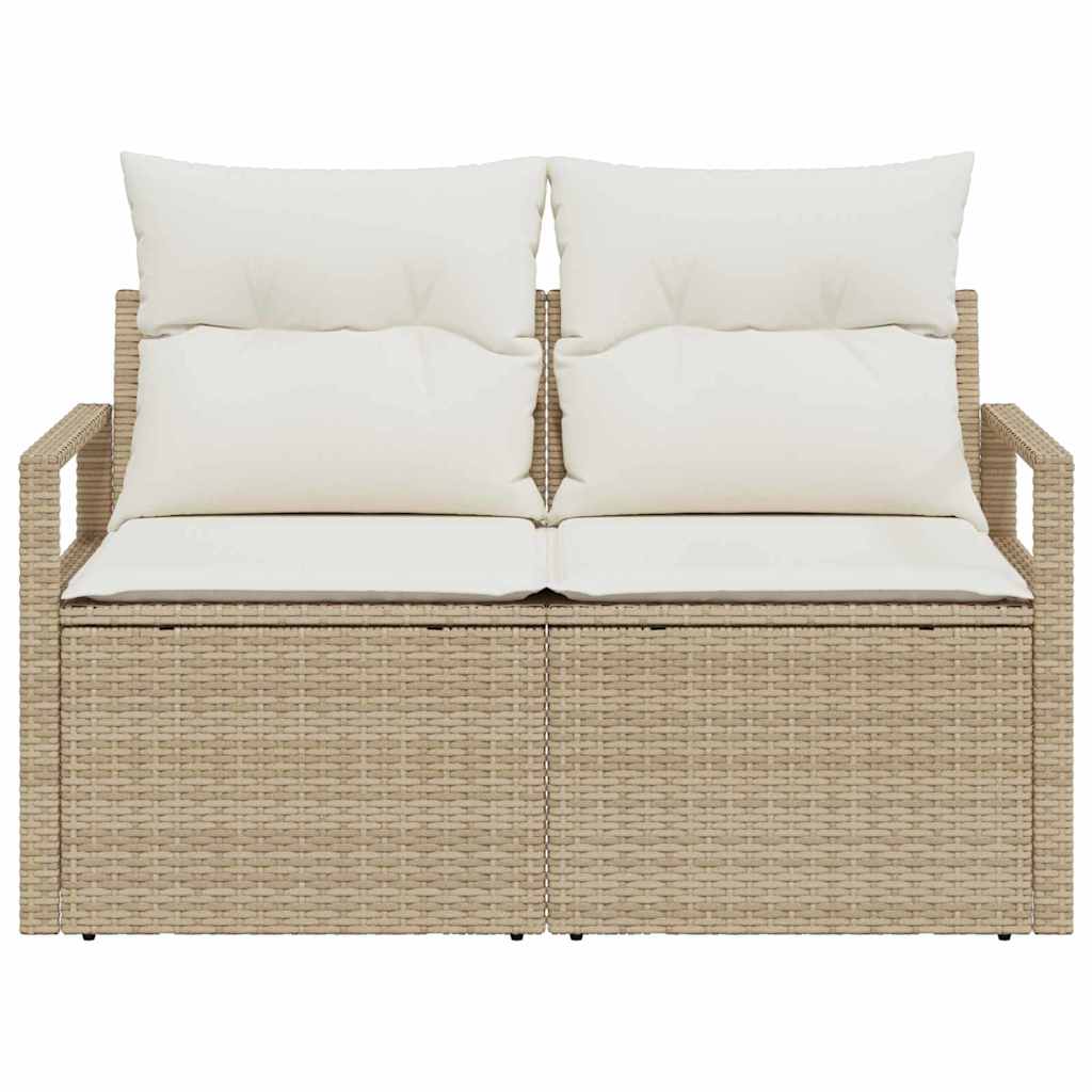 Gartensofa mit Kissen Beige 120 x 62 x 69cm Poly-Rattan
